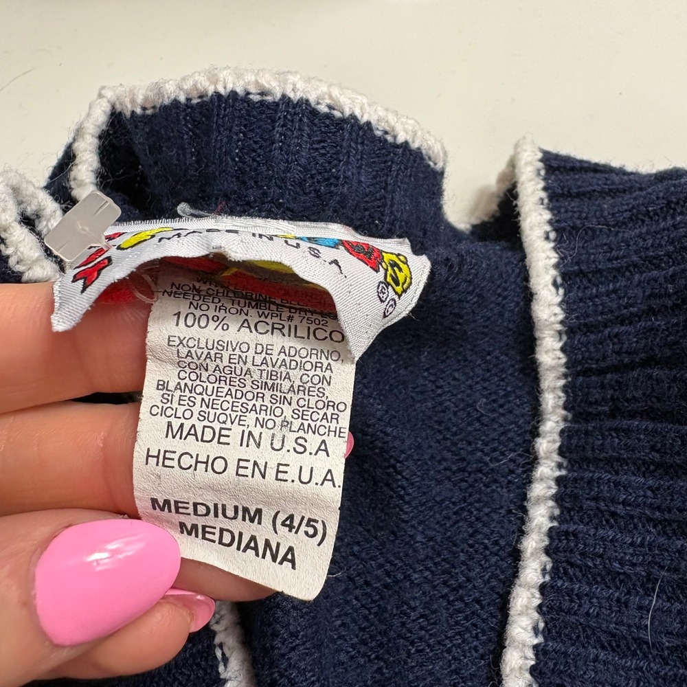 Hot Cashews Kids USA Racing Team Cardigan Sweater Navy Blue Checkered Size 4/5 - Picture 3 of 7